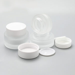 frosted glass cosmetic jar with lid