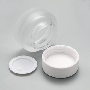 frosted glass cosmetic jar with lid