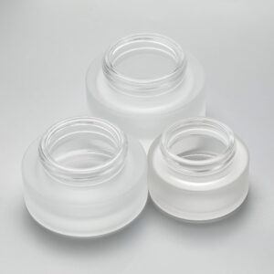 frosted glass cosmetic jar with lid