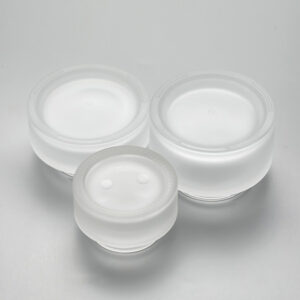 frosted glass cosmetic jar with lid