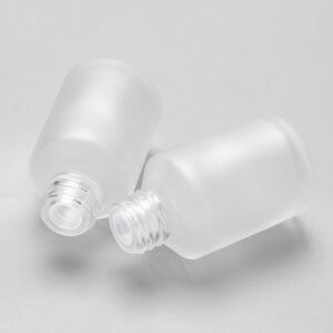 frosted glass cosmetic bottle with bamboo dropper