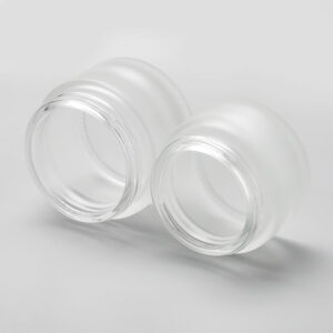 frosted glass cosmetic jar white dome lid