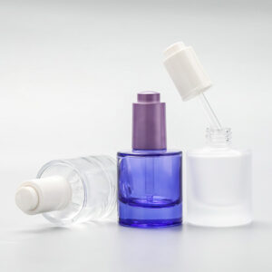 purple cosmetic glass bottle skin care bottle