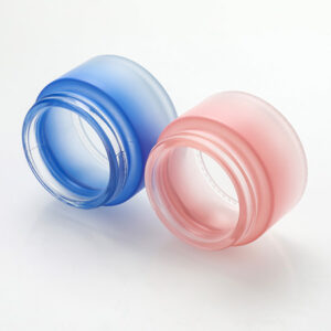 pink blue cosmetic glass jar with lid