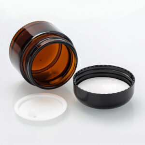 dome lid cosmetic glass amber jar