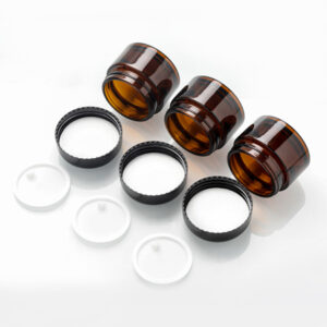 dome lid cosmetic glass amber jar