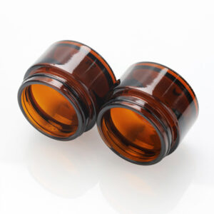 dome lid cosmetic glass amber jar