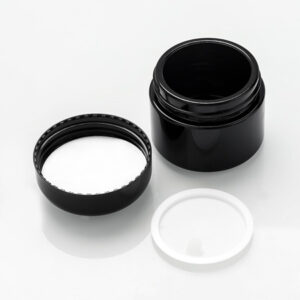 black glass cosmetic jars containers