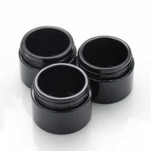 black glass cosmetic jars containers