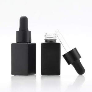 black glass serum bottle