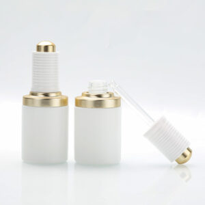 white glass cosmetic bottle