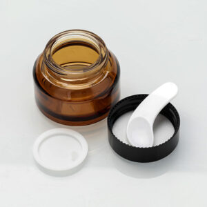 amber cosmetic glass jar with lid