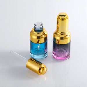 glass cosmetic push button dropper bottle