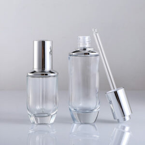 triangle shape glass cosmetic bottle with pump