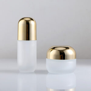 empty glass cosmetic bottle and jar set