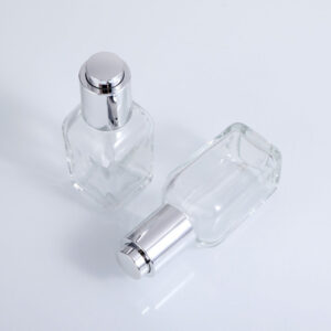 transparent glass cosmetic container