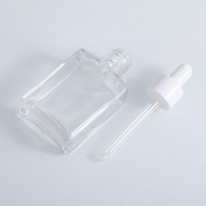 empty rectangle glass dropper bottle