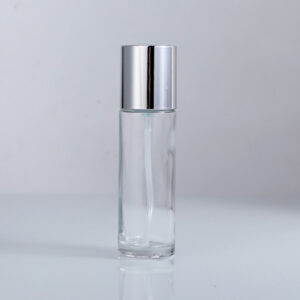 cylinder glass cosmetic bottle with pump