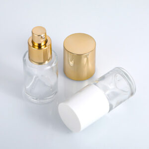 glass cosmetic bottle with pump