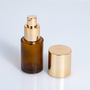 amber glass skincare cosmetic pump bottle