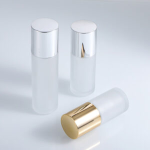 frosted cosmetic glass pump bottle