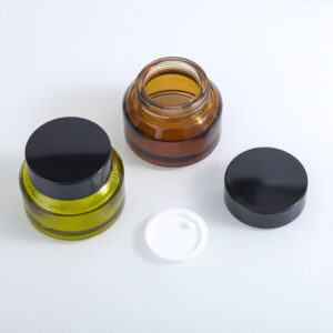 slanted shoulder glass cosmetic jars with lids