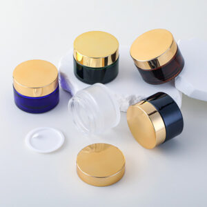 cosmetic glass jars with gold lid