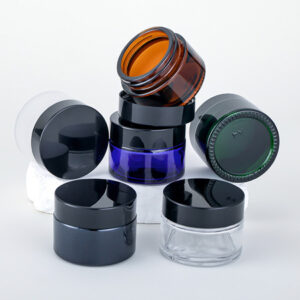 Black glass cosmetic jar