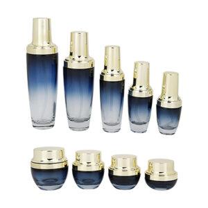 glass cosmetic bottle and jar set packaging
